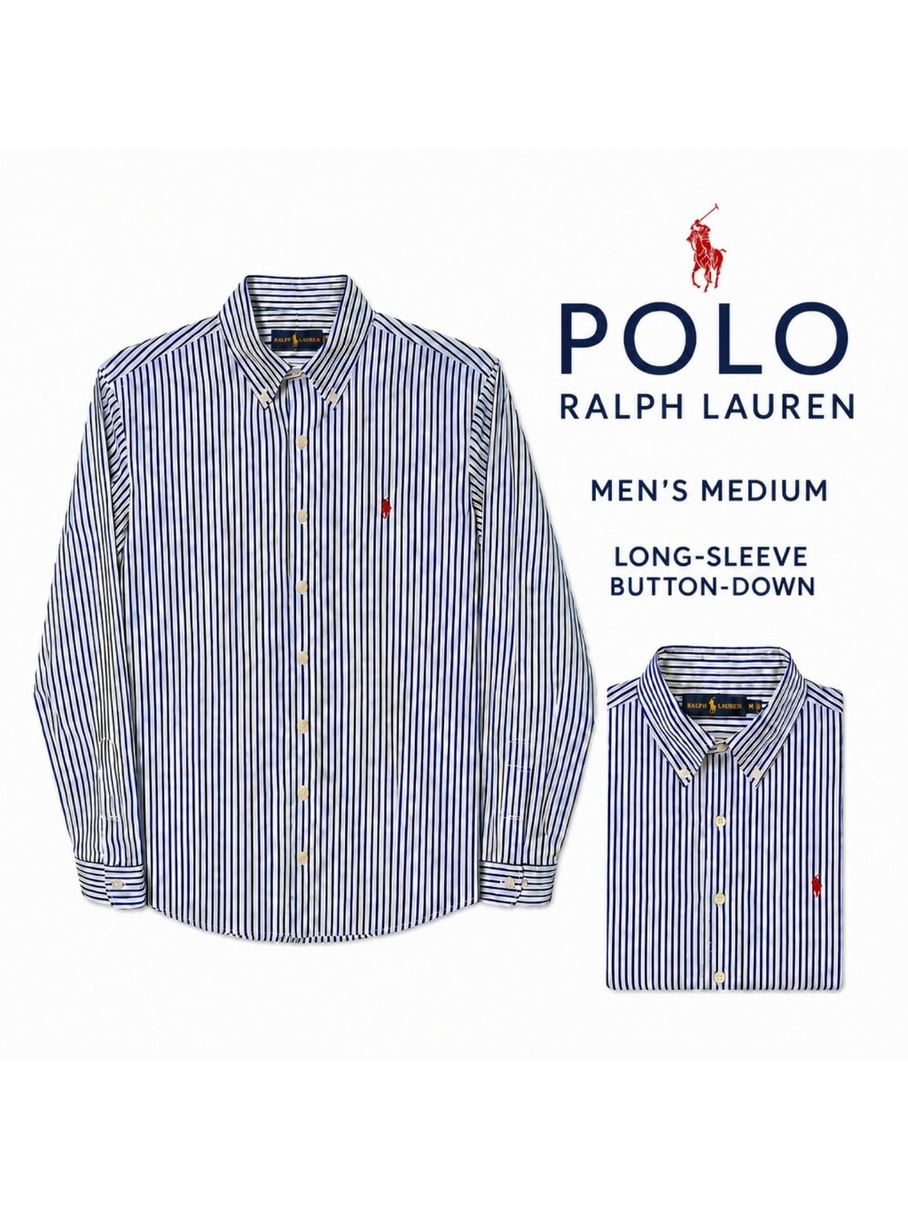 Ralph Lauren Blue Striped Button-Down Shirt M